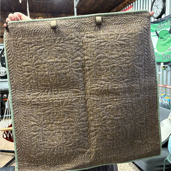 Elegant Green and Brown Patchwork Quilt Wall Hanging - Picture 4 of 10